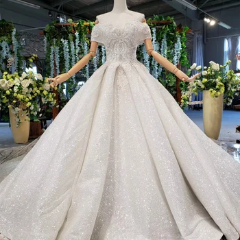 

BGW 2021212ht Wedding Dress Scoop Collar Off The Shoulder Draped Lace Up Back Design Floor-length Wedding Dress Vestido De Noiva