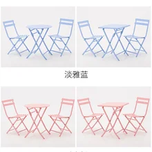 Балконный маленький стол и стул для отдыха Маленький журнальный столик набор из трех предметов скандинавский открытый складной железный стол и стул комбинация