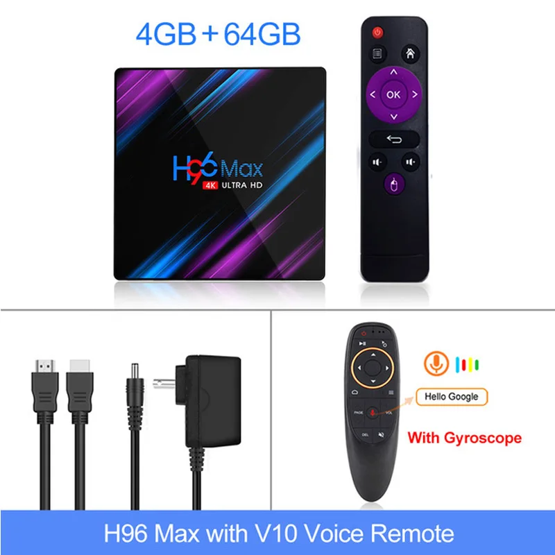 H96 Max 3318 Android 9,0 ТВ приставка 2,4G/5G Wifi RK3318 четырехъядерный BT4.0 Смарт ТВ приставка 2G/4G 16G/3 2G/64G Мини приставка HDMI светодиодный дисплей - Цвет: 4GB64GB G10S VOICE
