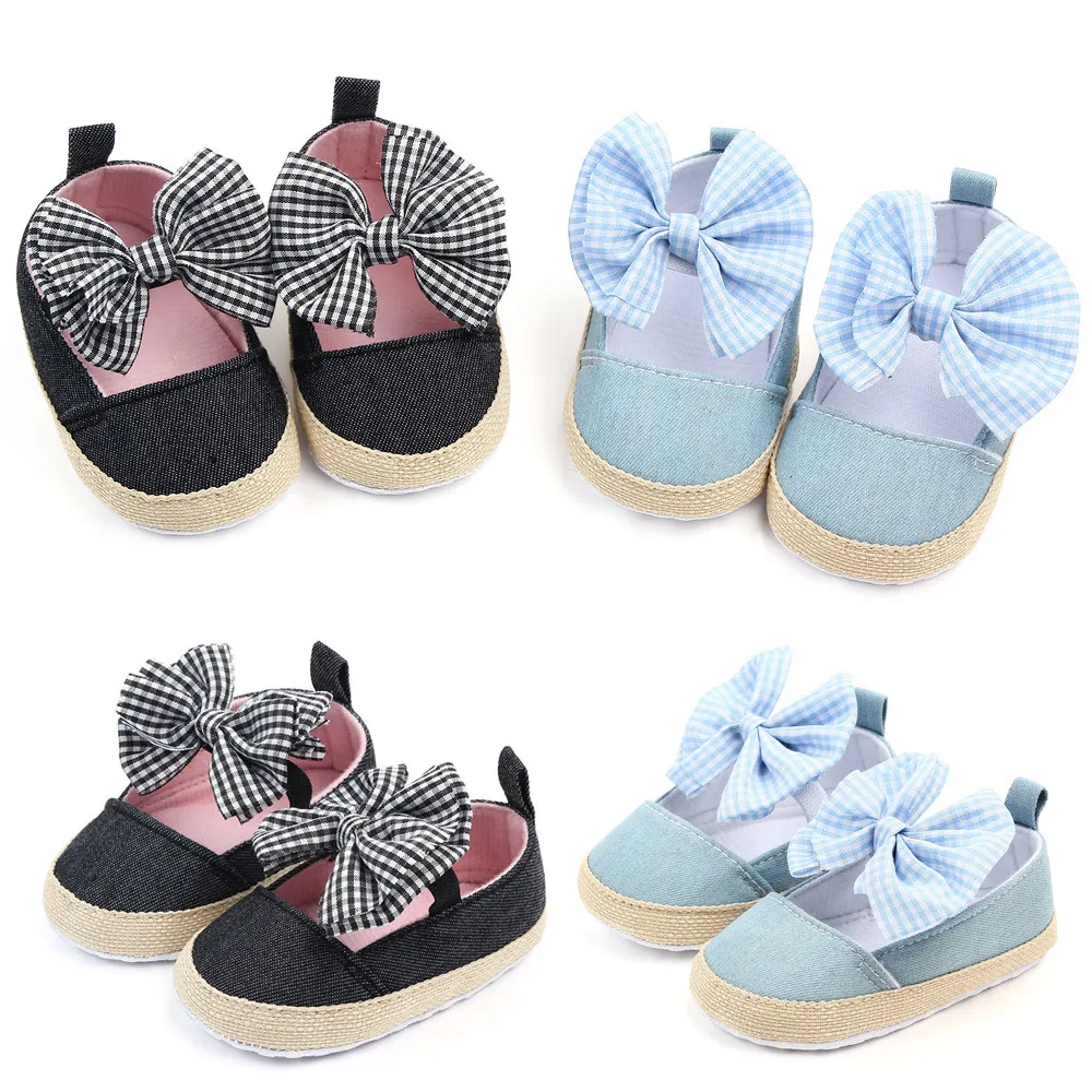 Brand Baby Girl Shoes Anti slip Soft Sole with Bow Toddler First Walkers Newborn Infant for 1