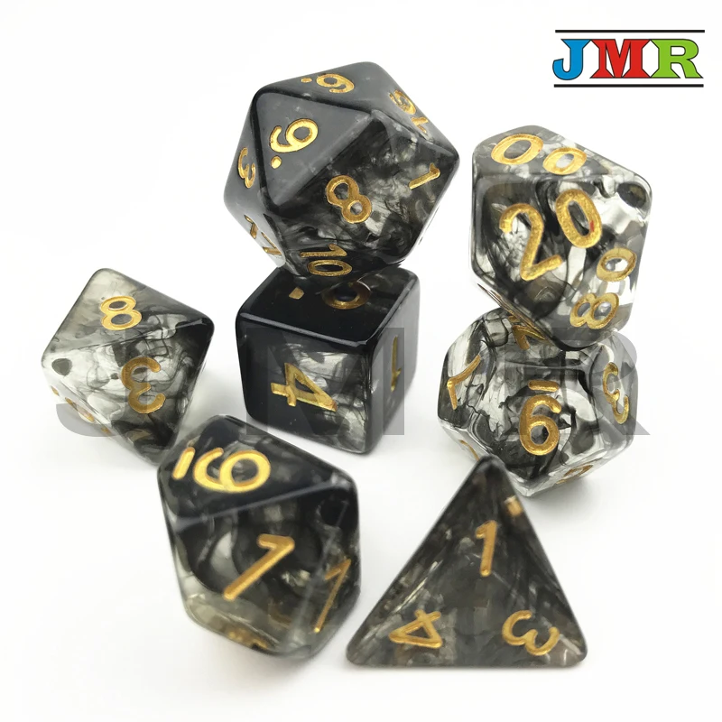 Высокое качество Nebular Juegos De Mesa Dados черные игральные кости набор D4 D6 D8 D10 % D20 для DND