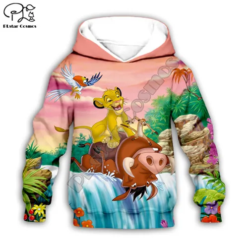 Kids hoodies Детский комплект, толстовка с капюшоном и 3D-принтом «Король Лев», «Симба Пумба» футболка с рисунком, штаны куртка для маленьких мальчиков и девочек, HAKUNA MATATA - Цвет: Kids hoodies