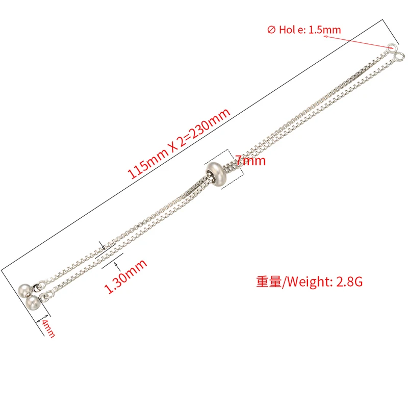 ZHUKOU 1,3x230 мм Латунь простой Регулируемый браслет цепь для самостоятельного изготовления ювелирных изделий браслет цепочки, Аксессуары Модель: VL33