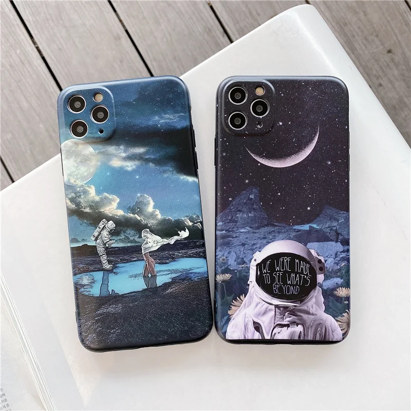 

Planet astronaut case for iphone 12 Pro cases soft silicone phone cover for iphone12 mini 11 Pro 8 7 Plus XR XS Max matte coque