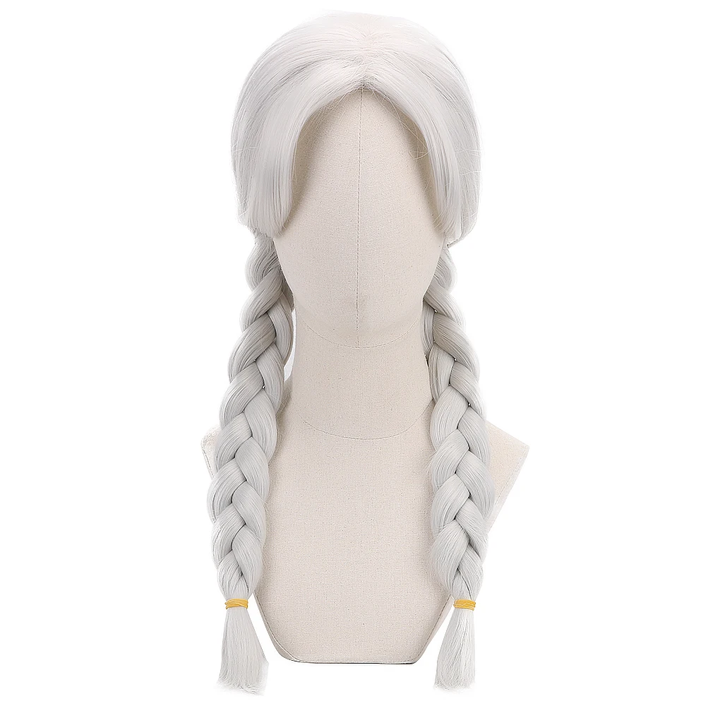 

AICKER Synthetic Wigs With Bangs Twist Braids 21" Long White Coco Mexico Day Of The Dead Cosplay Hair For Women Heat Resistant