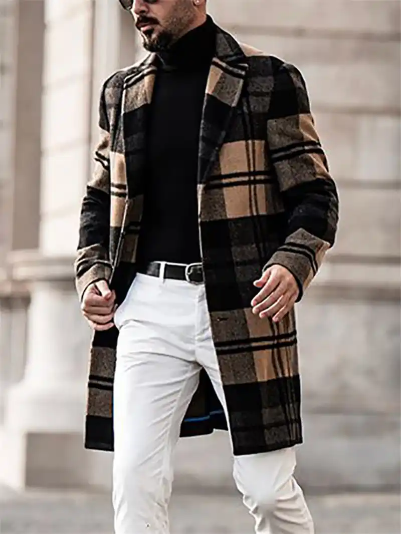 Mens overcoat plaid Clearance