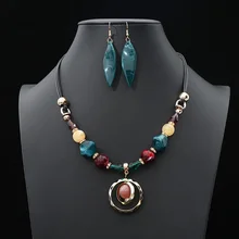 Роскошные акриловые свадебные ювелирные наборы для женщин, многоцветные Длинные круглые подвески с кисточкой, ожерелье, висячие серьги, наборы, свадебный подарок