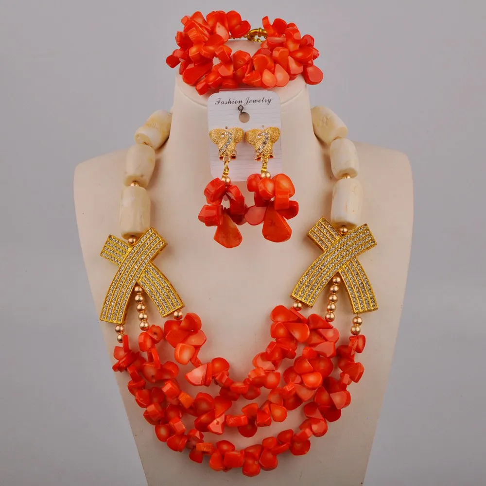 

Fashion African Jewelry Set Women Coral Beads Bridal Jewelry Sets
