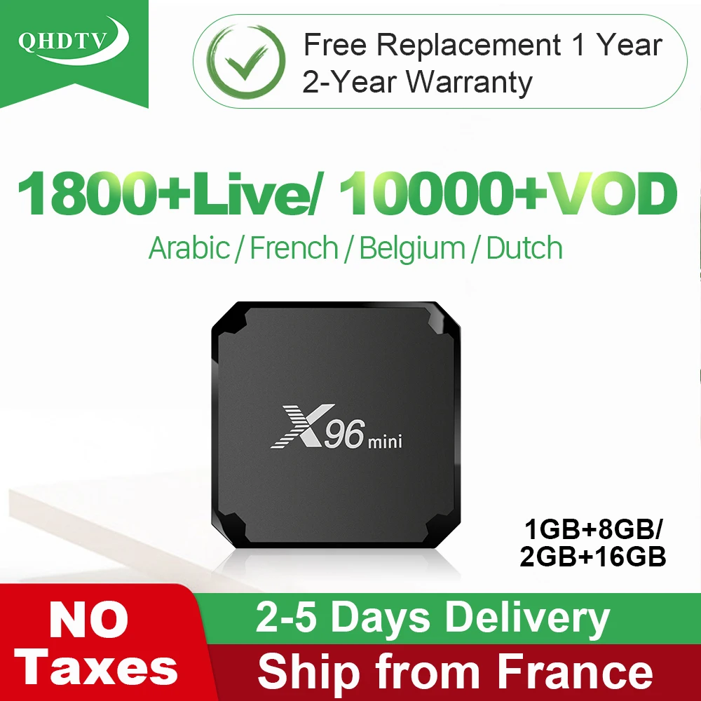 X96 mini IPTV France Android 7.1 Amlogic S905W Quad Core WiFi with QHDTV Subscription IPTV France Arabic Belgium Netherlands