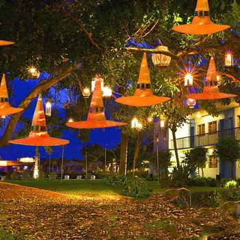 

Halloween Outdoor Hanging Lamp Witch Hat Lamp Orange Halloween Outdoor Lamp Decoration 6 Pack
