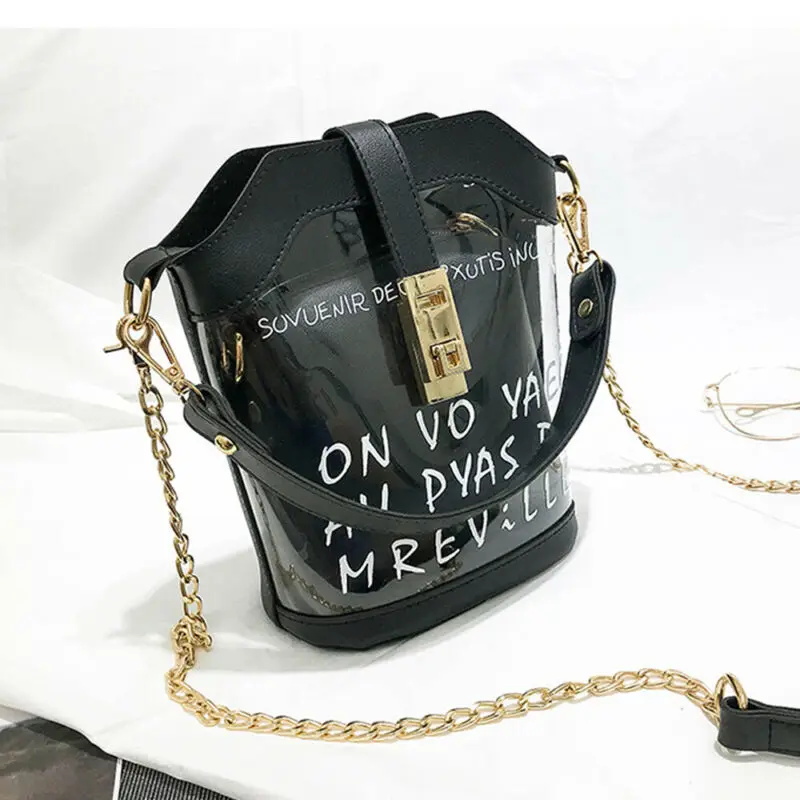 

Lady Clear Transparent Chain PVC Crossbody Jelly Bag Shoulder Messenger Handbag Women Tote Jelly Summer Handbag Messenger Purse