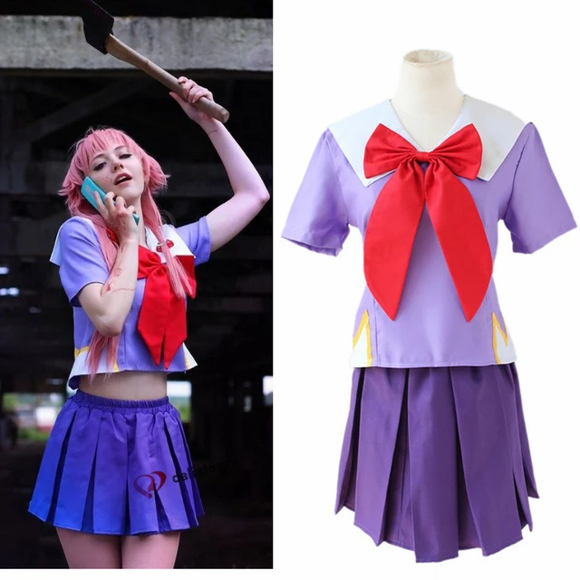 Future Diary Mirai Nikki Gasai Yuno Anime Cosplay Costume School Unifo –  fortunecosplay