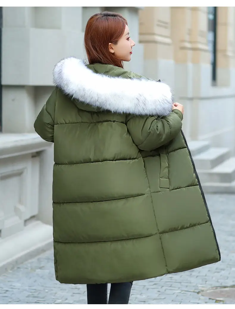 6XL 7XL плюс размер женский зимний пуховик свободные куртки Женское теплое зимнее пальто с длинным рукавом парка с капюшоном женская удлиненная верхняя одежда
