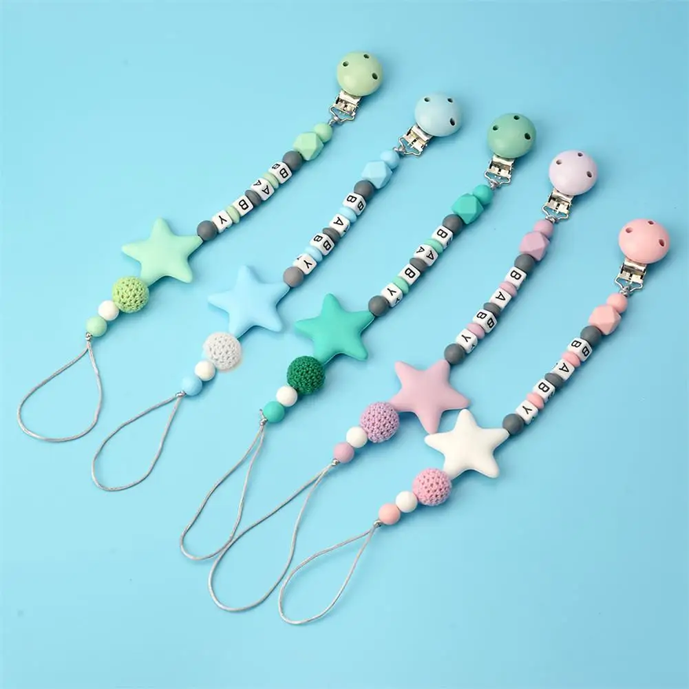 Colorful Silicone Letter Pacifier Clips Funny Aspiration Chain For Infant Feeding Toddle Chew Toy afbeelding