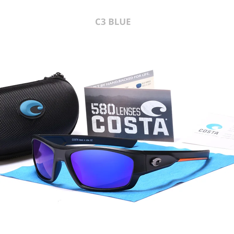 

9018 COSTA Sport Metal 3D logo Mirrored lens Men Brand Design Driving Fishing Sun glasses Square UV400 Summer Shades Eyewear