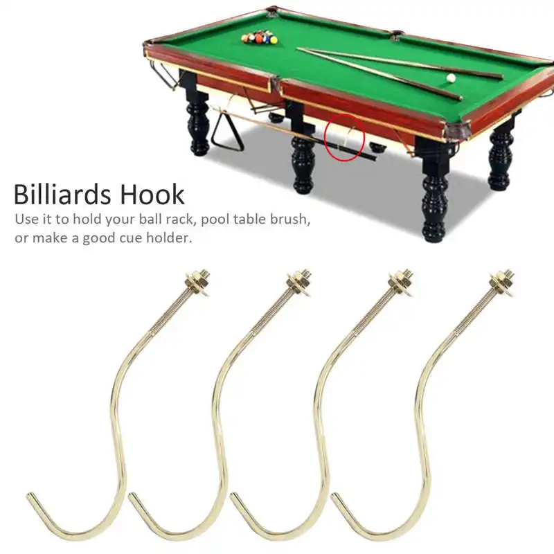 4pcs Copper Billiards Hook Billiards Snooker Pool Table Edge Hook Cue Racks Billiards Supply