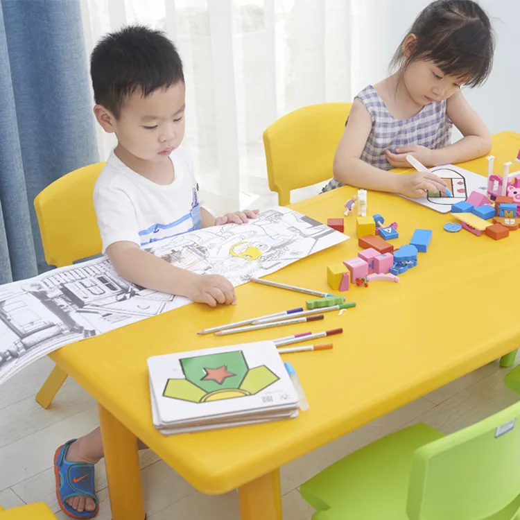 

Plastic Table And Chair Children Rectangular Tables And Chairs Baby Eating Kindergarten CHILDREN'S Study Desk Chair