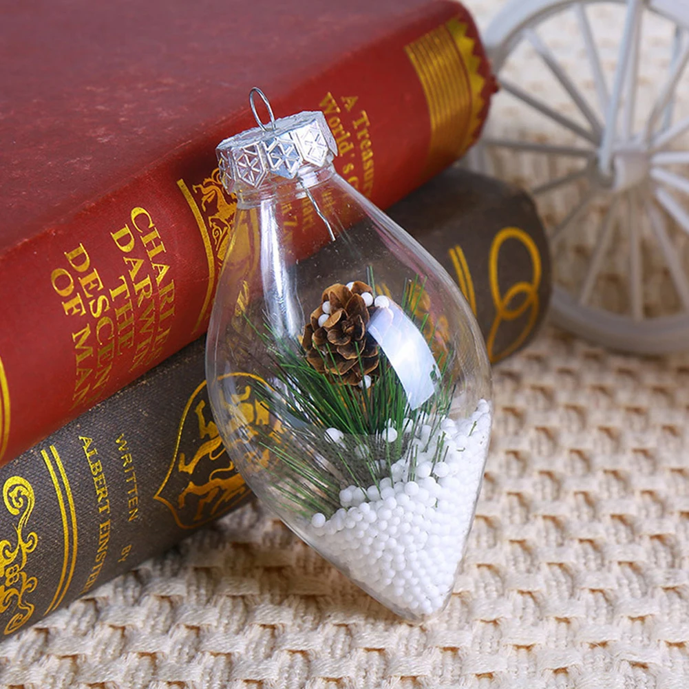 Fashion Christmas Durable Plastic Clear Pine Cone Hanging Ball Bauble Xmas Tree Decoration Holiday Christmas Gift