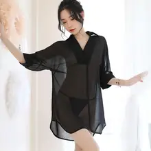 Новое сексуальное нижнее белье Милое искушение глубокий v-образный вырез рукав тонкая Горячая Соблазнительная Пижама