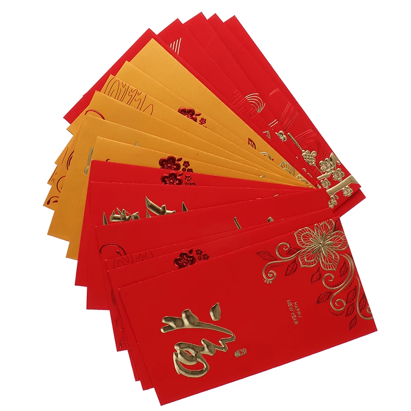 Sobre rojo chino creativo Hongbao Año Nuevo, Año Nuevo chino, 6/10 Uds., sobre de regalo de cumpleaños