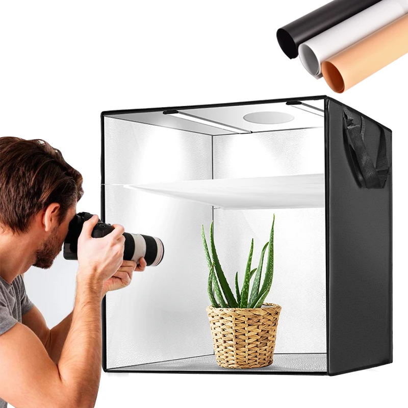 40/50/60 Cm Draagbare Softbox Foto Led Licht Box Schieten Tent Met 3 Kleuren Achtergrond Voor Studio fotografie Verlichting Doos Tent|Accessoires voor fotostudio