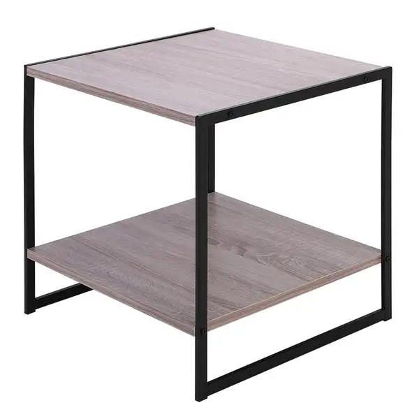 

Modern Simple Iron Double Sofa Accent Table Wood Grain Living Room MagazineTables