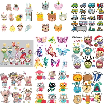 

Christmas Animal butterfly Heat Transfers Iron On Patch For T-shirt Stickers Applications For Clothes child Decorative Appliques