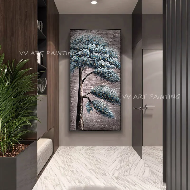 

100% Handmade Modern Abstract Big Size Tree Oil Painting On Canvas Wall Art Pictures For Living Room and office Accessories
