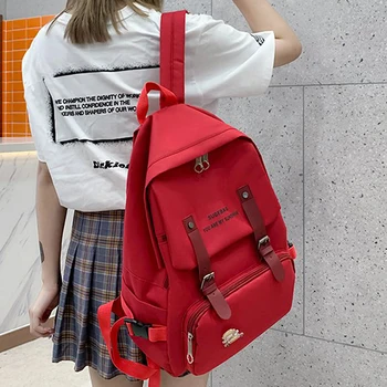 

Adisputent Junior High School Student School Bag Solid Color Backpack Cotton Fabric New Light Weight Fashion Summer bag Handbag