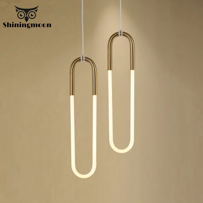 

Modern creative Golden Tube Pendant Lights Living Room Bedroom Bar Pendant Lamp Art Scene Hanging Lamp Home Decor Light Fixtures