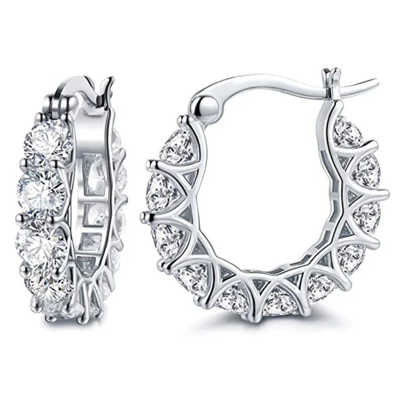 Huitan High Quality Cubic Zirconia Women Hoop Earrings Stylish Girl Accessories Party Daily Wearable Fashion Jewelry Drop Ship
