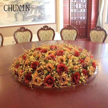 

Table Flower High-end Hotel Round Table Decorations Artificial Silk Cloth Flowers Wedding Party Decorations Customizable 40-70cm