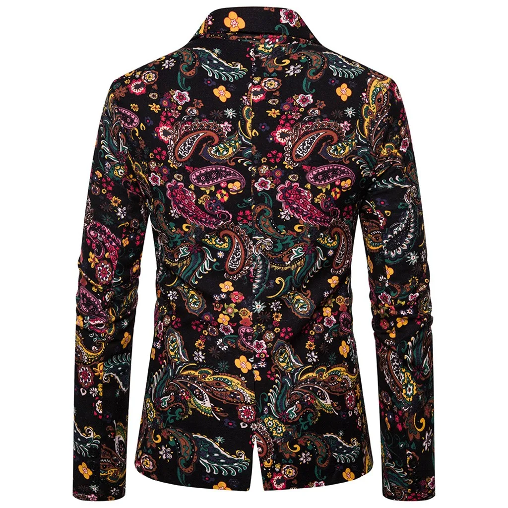 Mens Slim Printed Wedding Blazer Suit Jackets Men's Fashion In Autumn Winter Retro Printed Suit Coat americana hombr