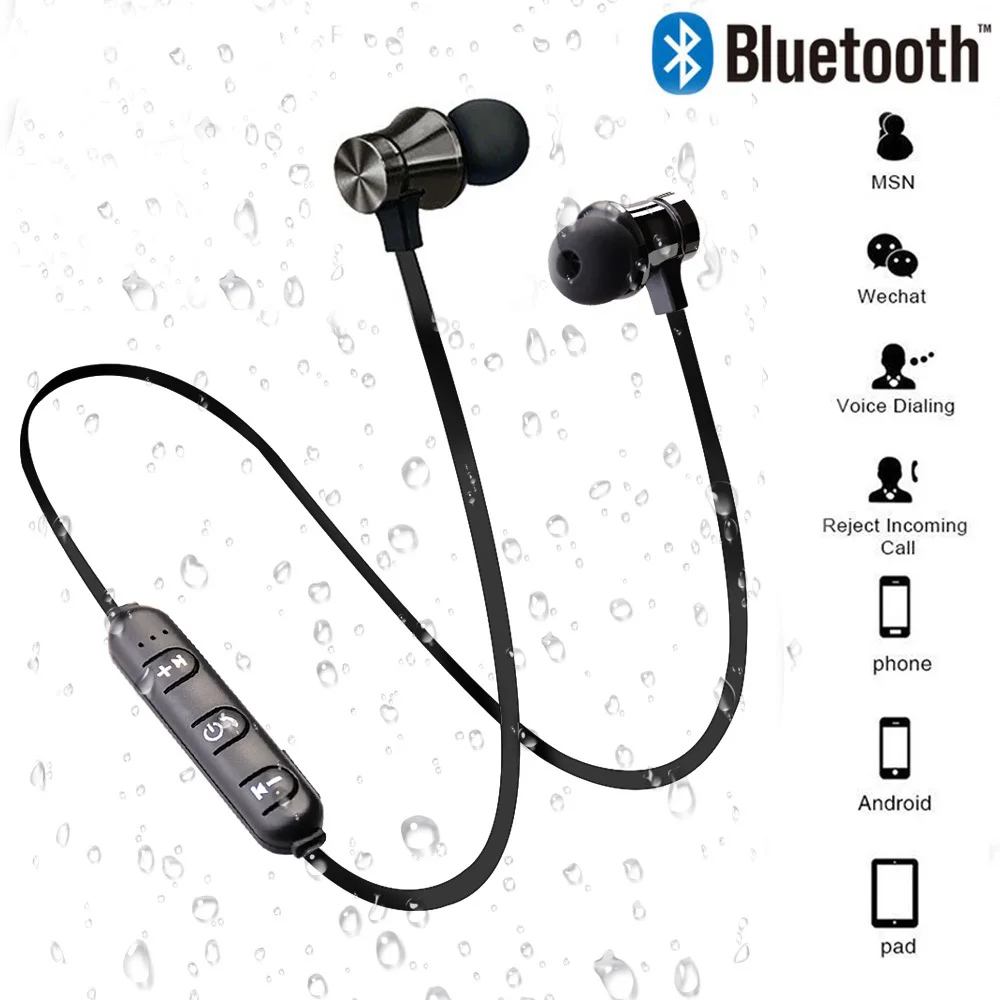 Магнитные беспроводные Bluetooth наушники стерео спортивные водонепроницаемые наушники беспроводные наушники-вкладыши с микрофоном для мобильных телефонов samsung