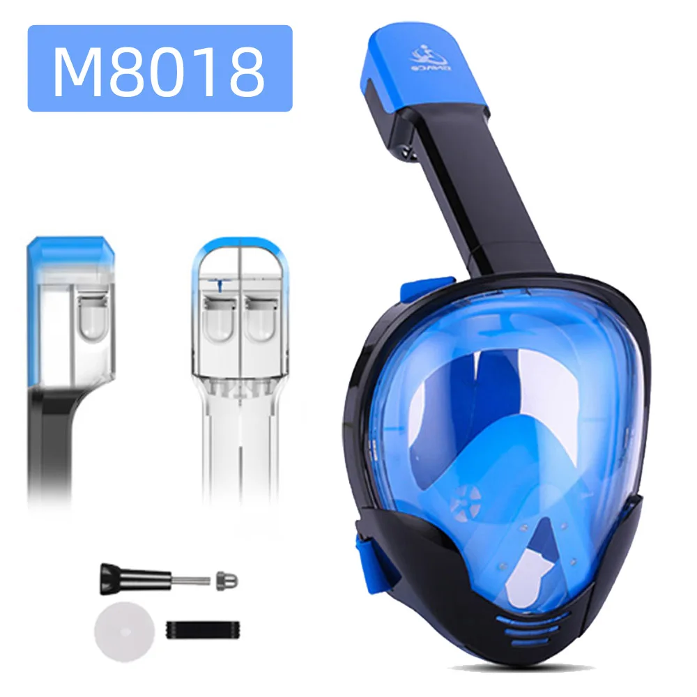 M8018 Blue S M Набор масок для подводного плавания на все лицо, маска для подводного плавания, тренировочная маска Mergulho для подводного плавания для камеры Gopro - Цвет: M8018 Blue S M