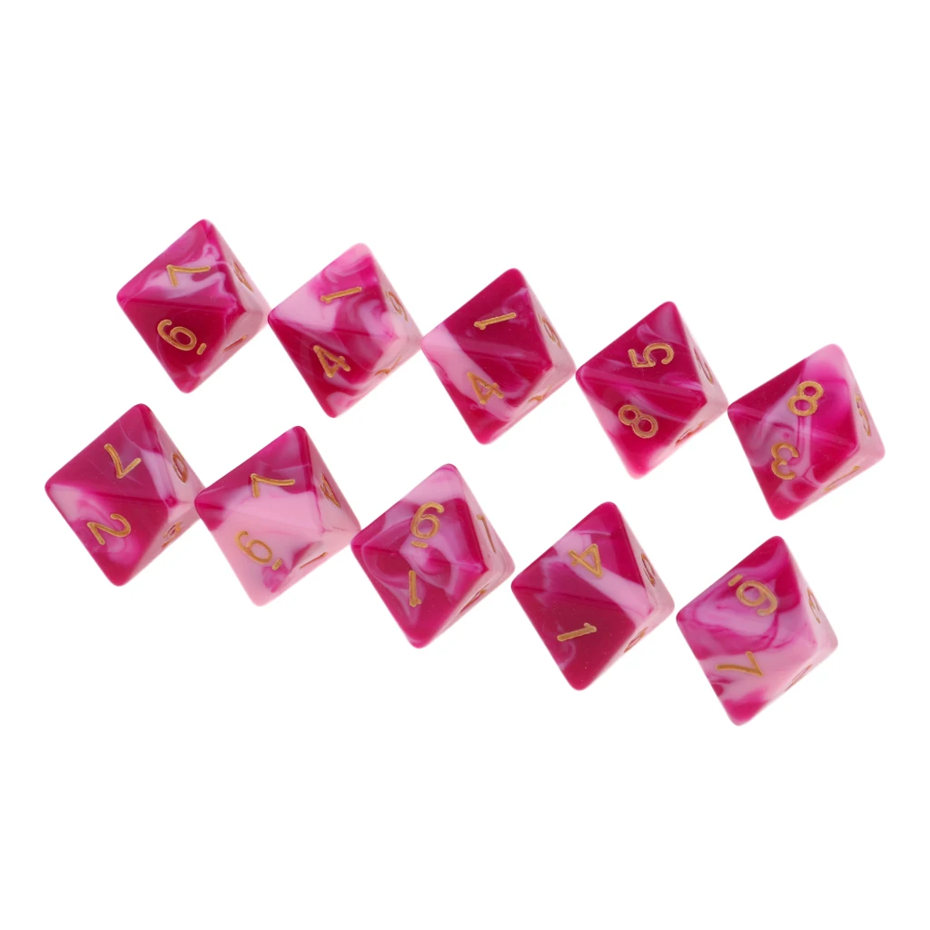 10 Pieces Polyhedral Dice Set Multi-sided Dice D8 for TRPG D& Dragons Game 8-sided Dice Set 