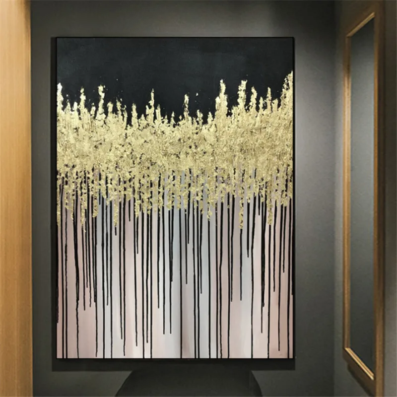 

Artist Hand-painted High Quality Modern Abstract Oil Painting on Canvas Abstract Golden Oil Painting for Living Room Decoration
