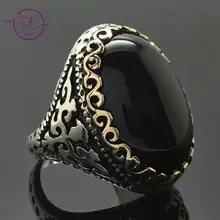 Винтажное 925 Серебряное кольцо с черным ониксом AAA цирконием, драгоценным камнем, обручальное кольцо для женщин и мужчин, подарок