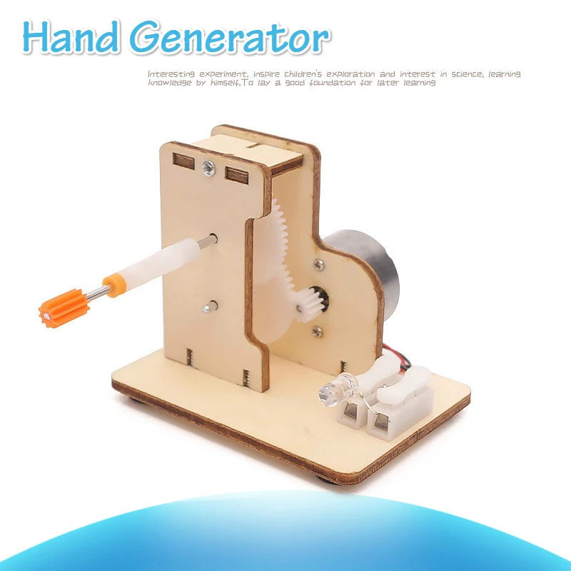

Creative Science Educational Hand Dynamo Toys For Children Wooden Physical Experiment Students Generator Handmade Toys DIY Kids