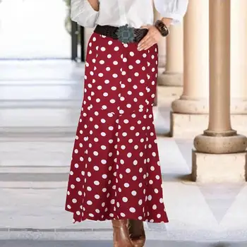 

ZANZEA 2020 Elegant Women Polka Dot Printed Skirts Casual Long Skirts Female Faldas Saia Jupe Plus Size Party Back Zipper Skirt