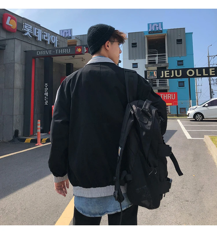Разборчивые Новые лоскутные куртки мужские Harajuku на молнии шляпы куртки мужские осенние ветровки корейские повседневные куртки Большие размеры