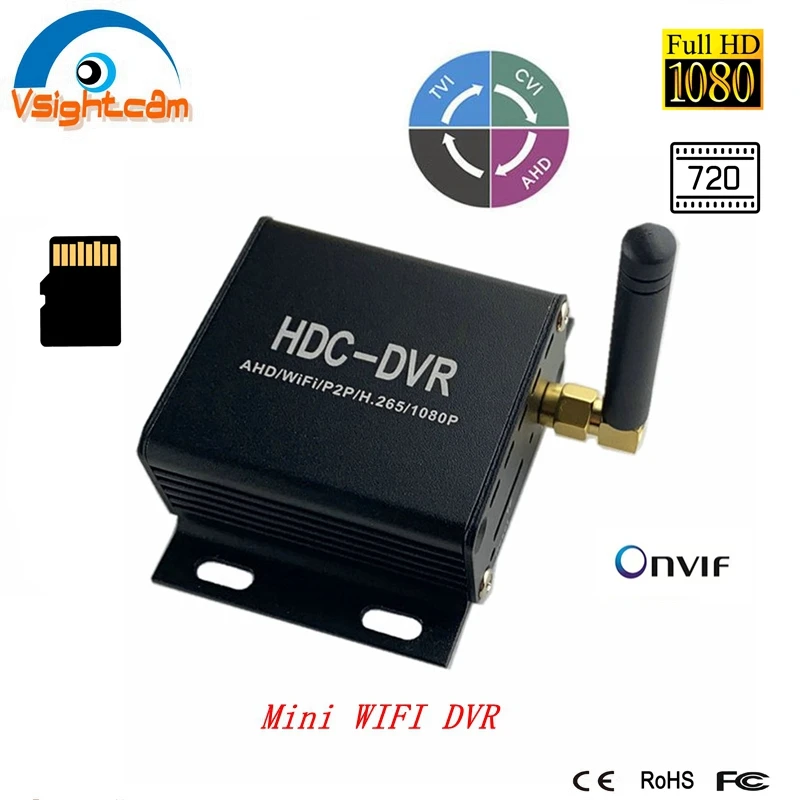 Автомобильная камера видеонаблюдения H.265/H.264 1CH мини Wifi Мобильный DVR система AHD 720P