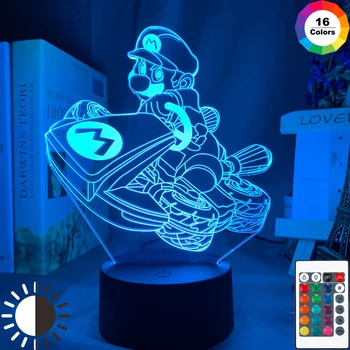 

Super Mario Car Racing Led Night Light for Gameroom Decor Kids Child Bedroom Nightlight Cool Ideas for Gift Shop Usb Table Lamp