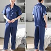 Men Pajamas Sets High Quality Satin Pyjamas Sleepwear Nightwear Underwear Striped Printed Casual Spring Summer Autumn SA0618 ► Photo 3/6