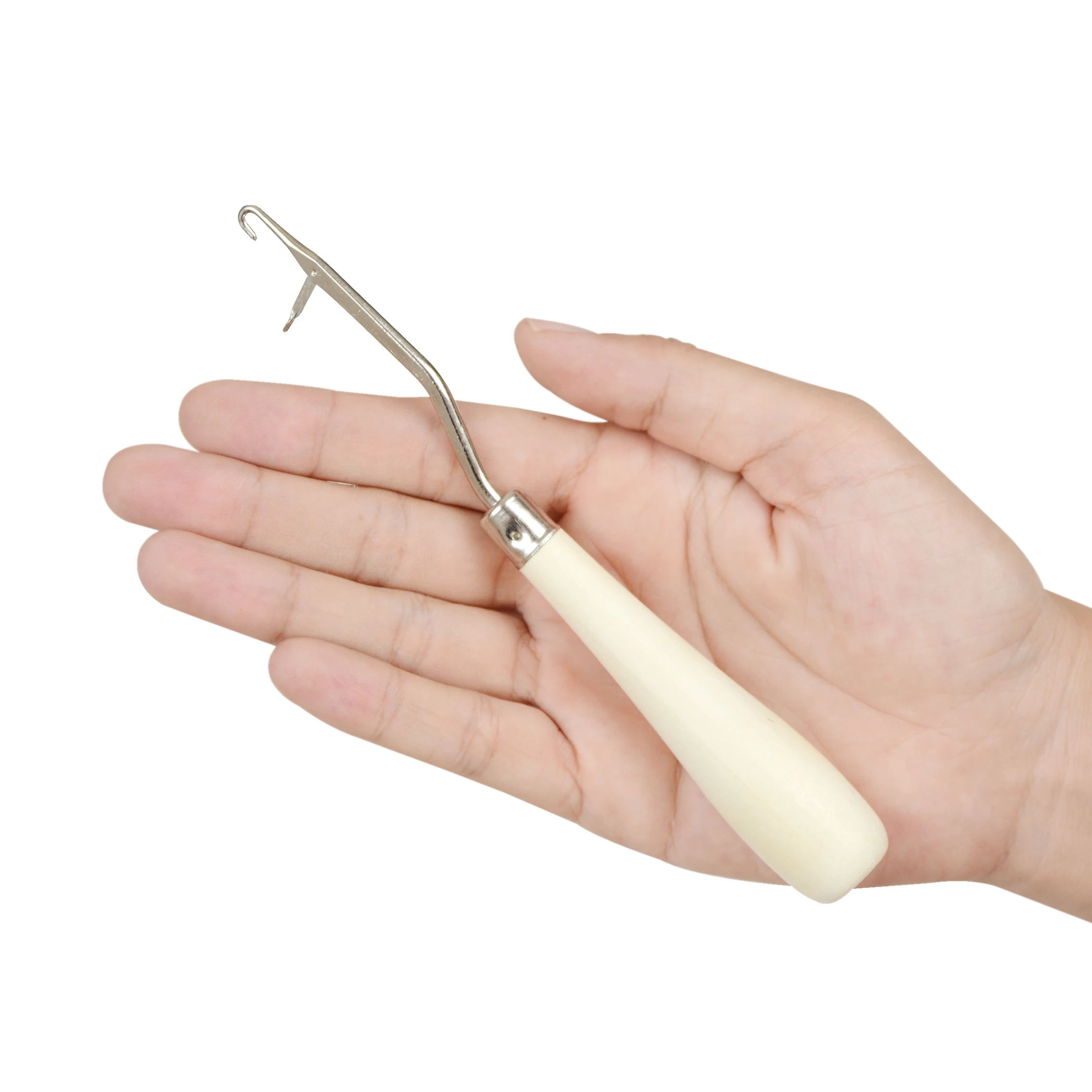 Hair Extensions Tool Wood Handle Latch Hook Needle Hair Weave Needle Wigs Knitting Carpets Making Repair Craft Tools