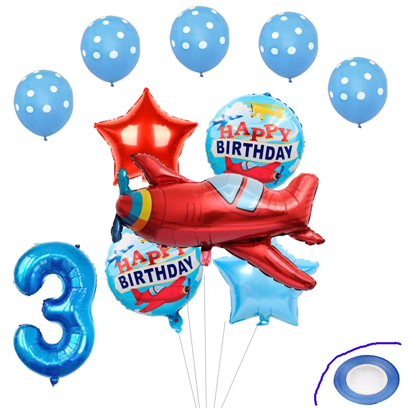 12 шт./компл. самолет Фольга воздушные шары самолета номер гелий Globos День рождения