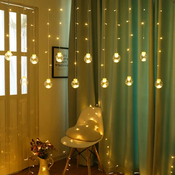 

LED Fairy Tale String Lights Droop Curtain Battery Powered EU Plug Romantic New Year Garden Xmas Wedding Party Decoration