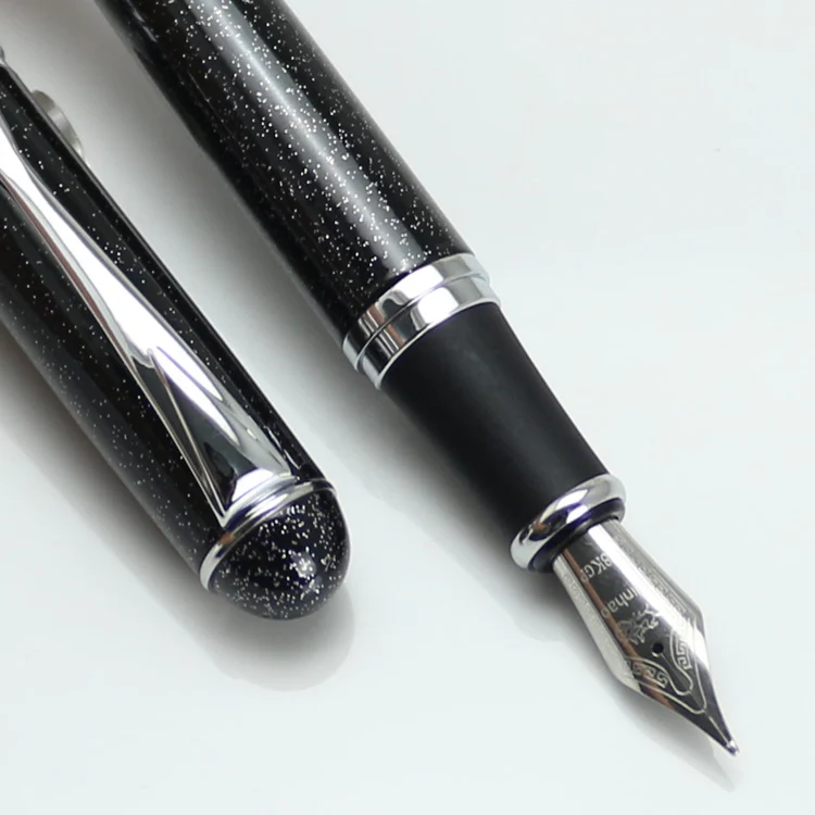 Черная фоторучка JINHAO 750 перьевая ручка с мерцающим песком канцелярские