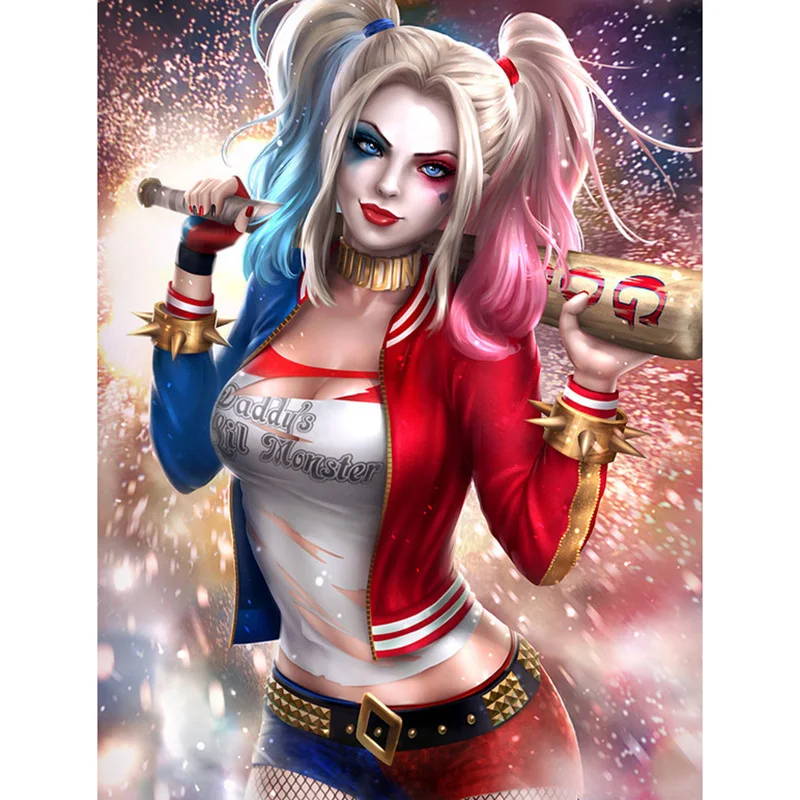 

5D Diy Diamond Painting Cross Stitch Diamond Embroidery Harley Quinn Joker Rhinestones Handmade Diamond Mosaic Home decor WG1573