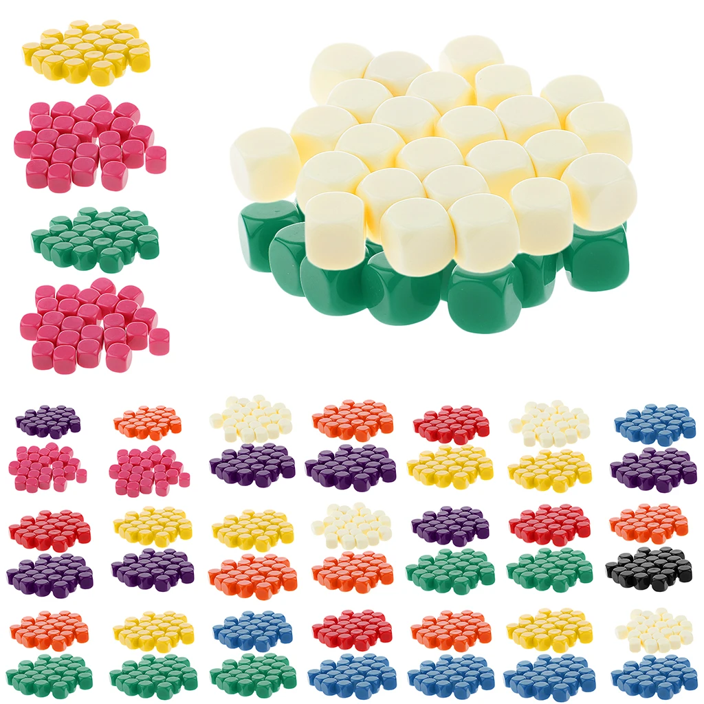 50pcs Opaque Blank Dice D6 Replacement Dices for D&D RPG MTG Party Board Game Casino Supplies